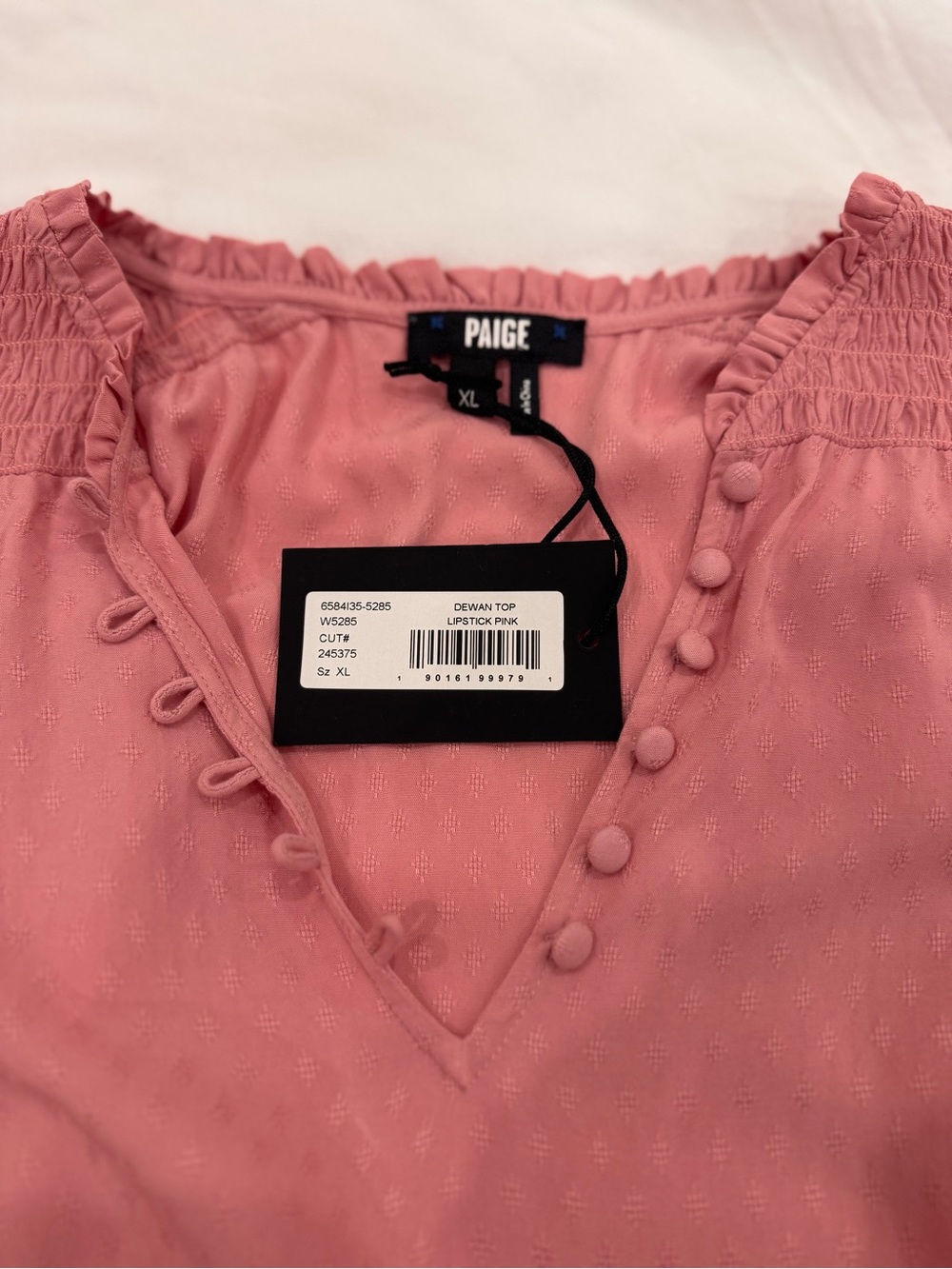 PAIGE Dusty Rose V-Neck Flutter Sleeve Blouse - Picture 5 of 9